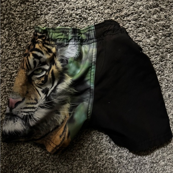 H&M Kids Swim Trunks - Black and Green with Tiger Print - Picture 2 of 3